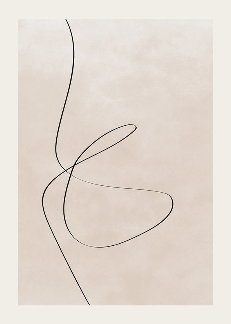 Abstract black line against light beige background, minimalist style-12