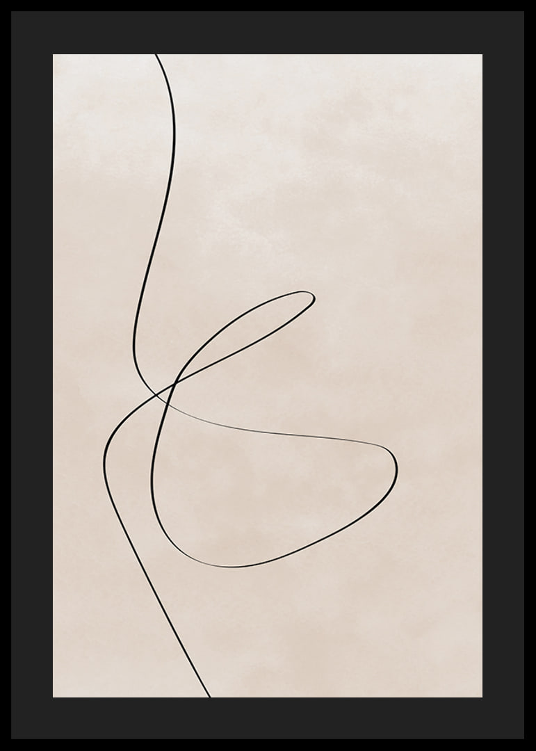 Abstract black line against light beige background, minimalist style-12