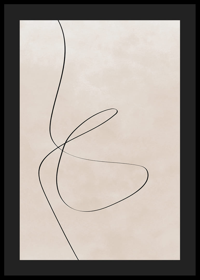 Línea negra abstracta sobre fondo beige claro, estilo minimalista.-12