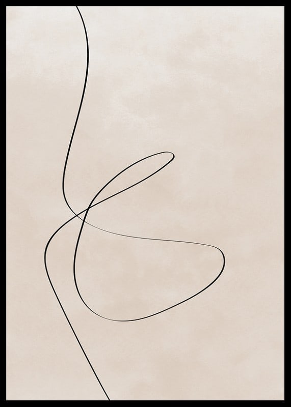 Abstract black line against light beige background, minimalist style-12