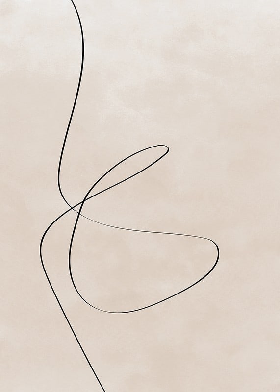 Abstract black line against light beige background, minimalist style-12