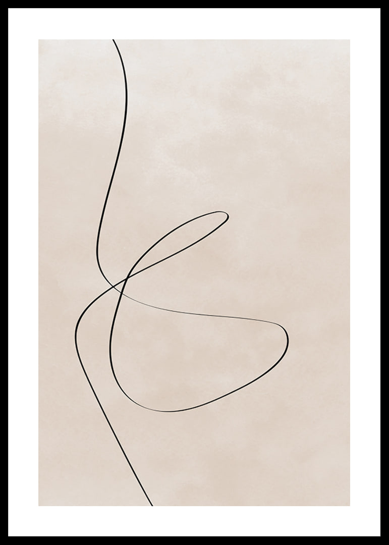 Abstract black line against light beige background, minimalist style-12