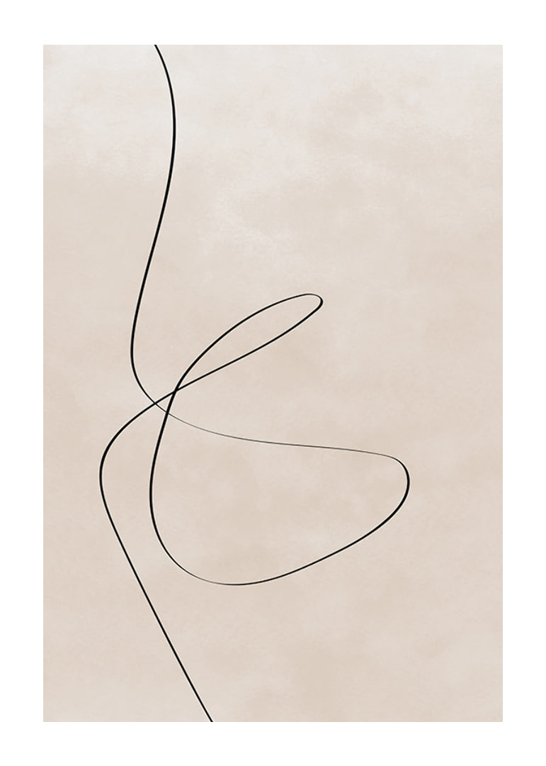 Abstract black line against light beige background, minimalist style-12