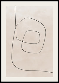 Abstrakt line art med svarta linjer på beige bakgrund-2