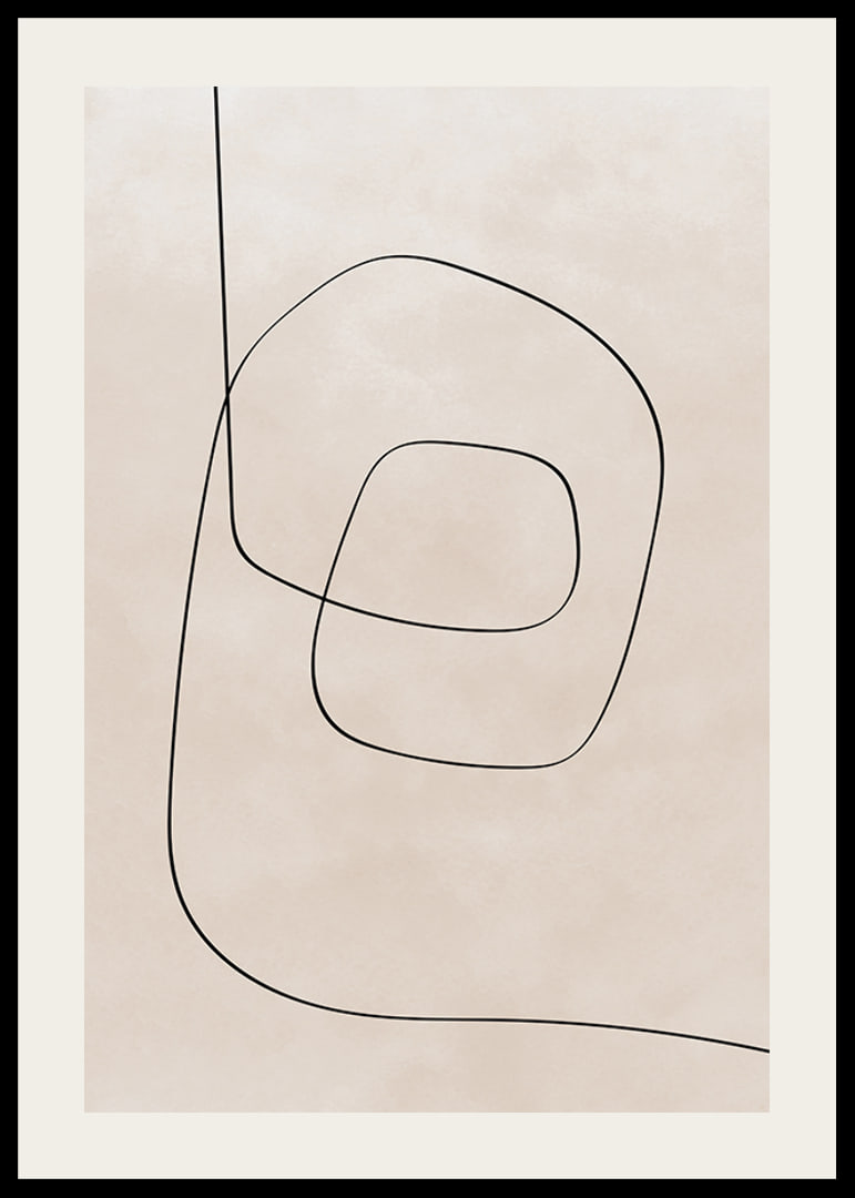 Abstrakt line art med svarta linjer på beige bakgrund-12