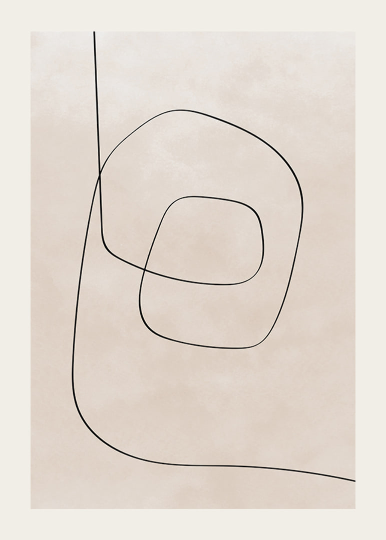 Abstrakt line art med svarta linjer på beige bakgrund-12