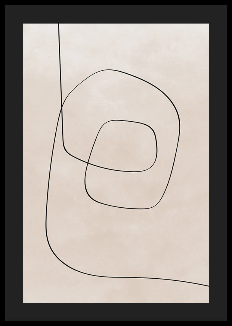 Abstrakt line art med svarta linjer på beige bakgrund-12