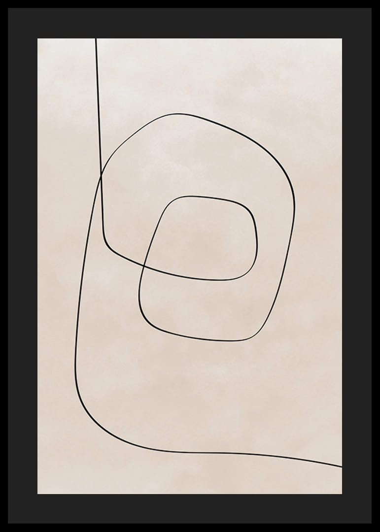 Abstrakti viivapiirros mustilla viivoilla beigellä taustalla-12