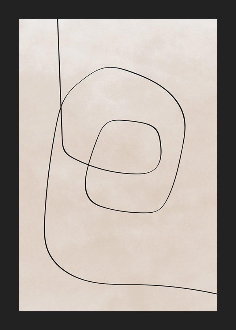 Abstrakt line art med svarta linjer på beige bakgrund-12