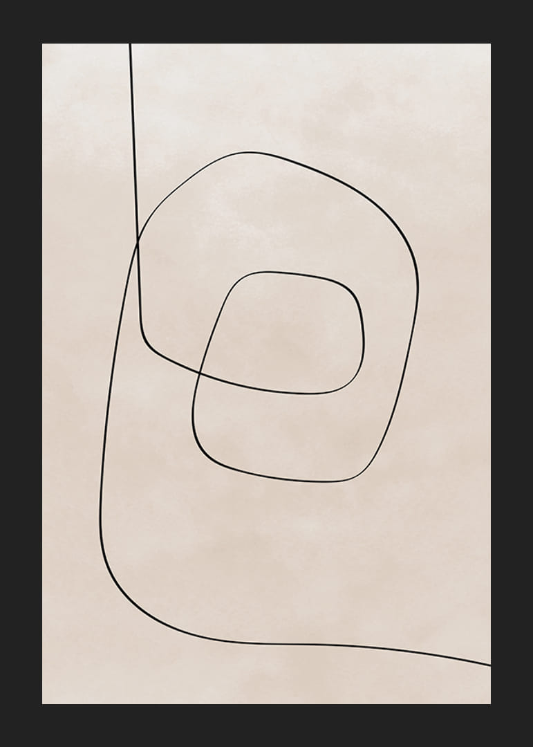 Abstrakti viivapiirros mustilla viivoilla beigellä taustalla-12