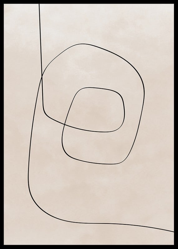 Abstrakt line art med svarta linjer på beige bakgrund-12