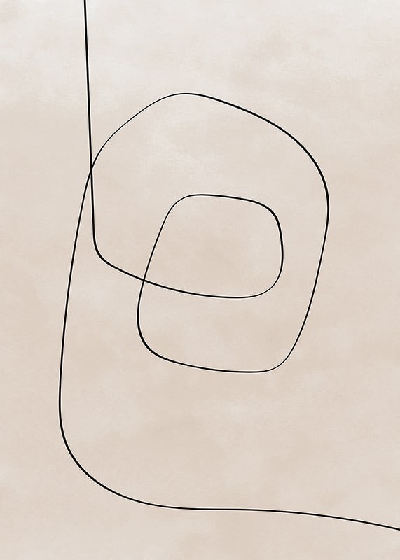 Abstrakt line art med svarta linjer på beige bakgrund-12