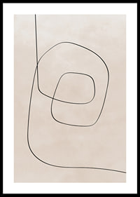 Abstrakt line art med svarta linjer på beige bakgrund-0