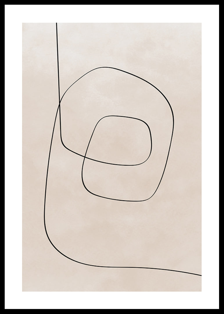 Abstrakt line art med svarta linjer på beige bakgrund-12