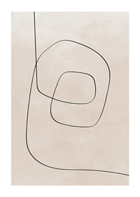 Abstrakt line art med svarta linjer på beige bakgrund-1