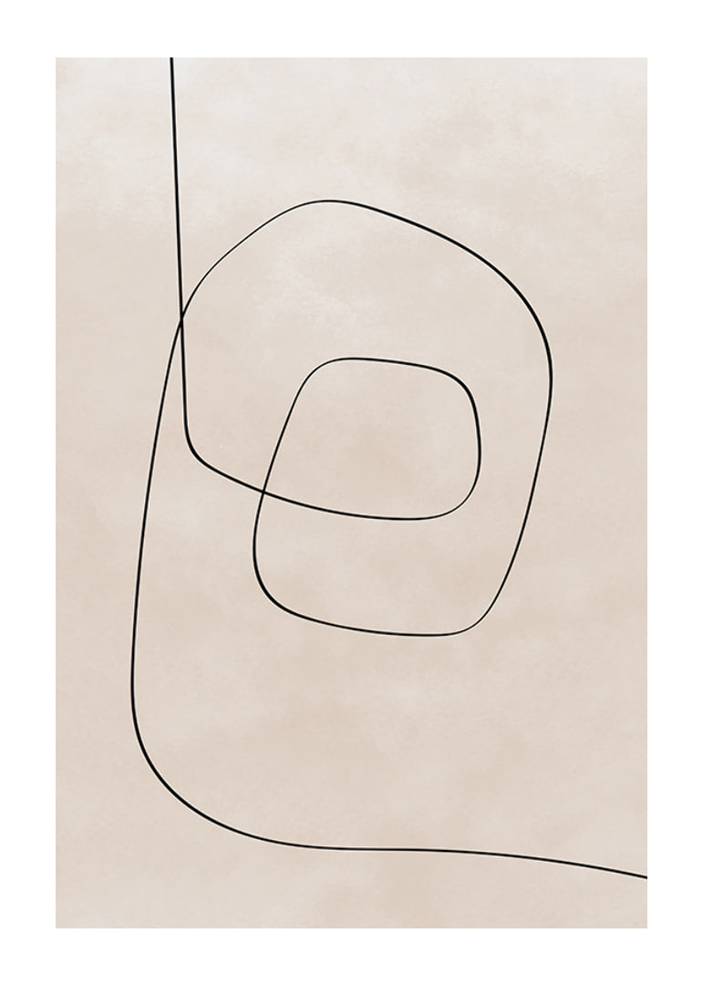 Abstrakt line art med svarta linjer på beige bakgrund-12