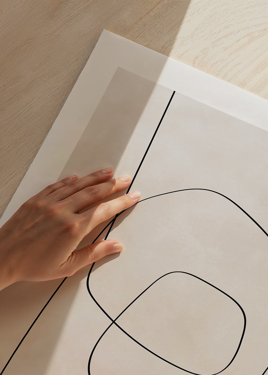 Abstrakt line art med svarta linjer på beige bakgrund-12