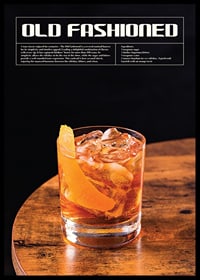 Old Fashioned cocktail with orange zest on wooden table-0