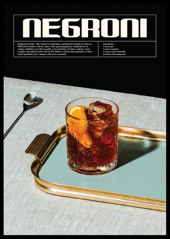 Photographic Negroni cocktail in glass with orange slice-12