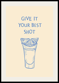 Illustration of shot glass with lemon slice and blue text-2