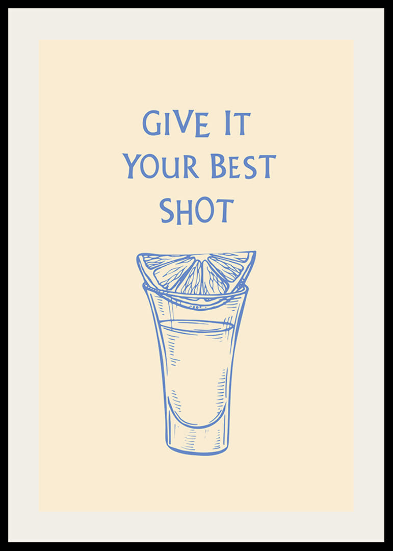 Illustration af shotglas med citronskive og blå tekst-12