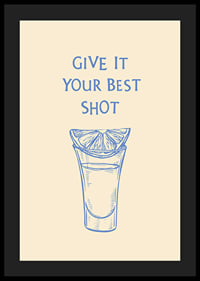 Illustration of shot glass with lemon slice and blue text-4