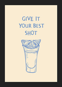 Illustration of shot glass with lemon slice and blue text-5