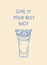 Illustration of shot glass with lemon slice and blue text-7