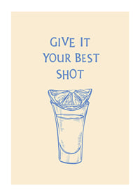 Illustration of shot glass with lemon slice and blue text-1