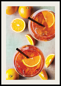 Photograph of two Aperol Spritz with orange slices from above-2