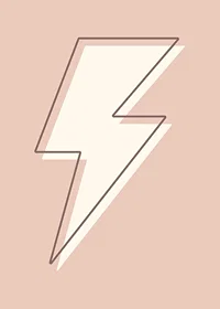 Illustrated lightning bolt in white with brown outline on pink background-7