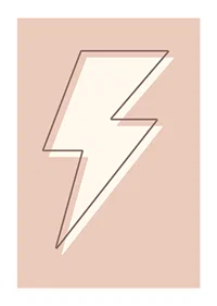 Illustrated lightning bolt in white with brown outline on pink background-1