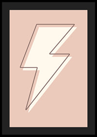 Illustrated lightning bolt in white with brown outline on pink background-4