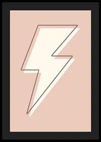 Illustrated lightning bolt in white with brown outline on pink background-4
