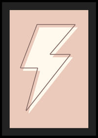 Fulmine illustrato in bianco con contorno marrone su sfondo rosa-4