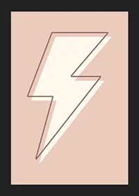 Illustrated lightning bolt in white with brown outline on pink background-5