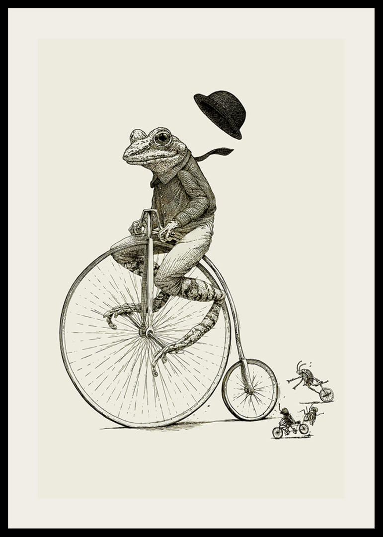 Illustration détaillée d'une grenouille sur une grande roue avec un nœud papillon-12