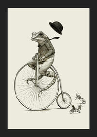 Illustration détaillée d'une grenouille sur une grande roue avec un nœud papillon-5