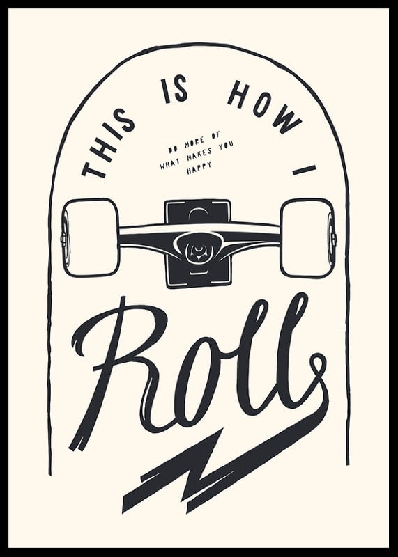 Illustration of skateboard wheels and text in black and white-12