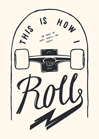 Illustration of skateboard wheels and text in black and white-7