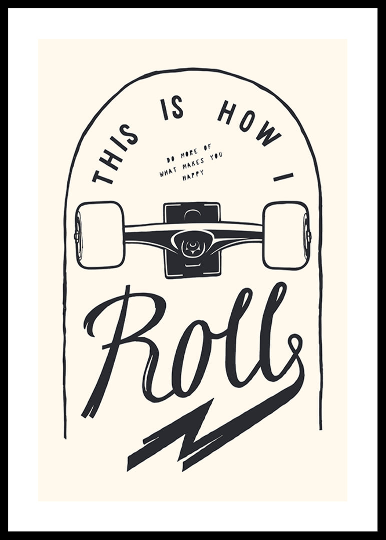 Illustration of skateboard wheels and text in black and white-12