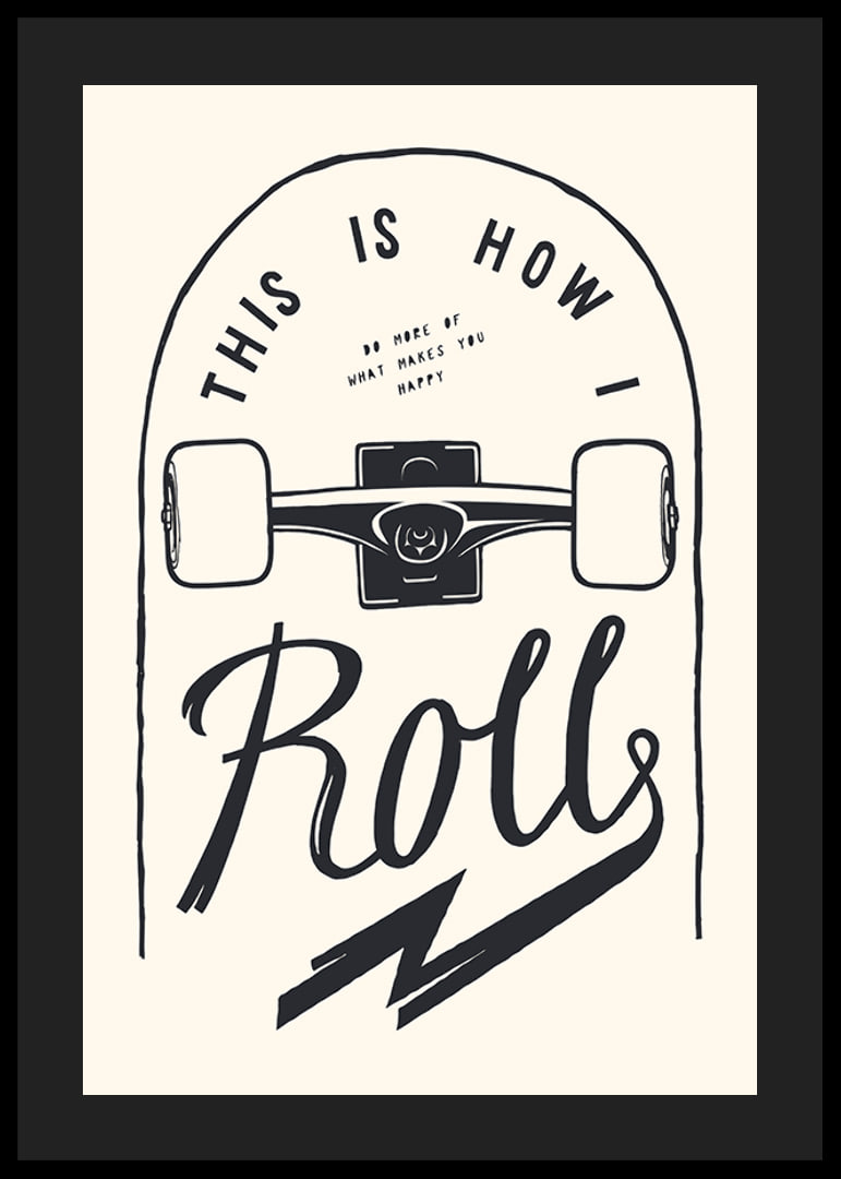 Illustration of skateboard wheels and text in black and white-12