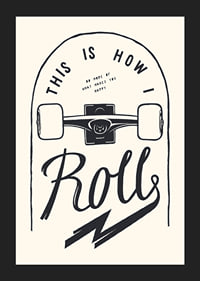 Illustration of skateboard wheels and text in black and white-5