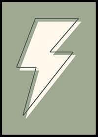 Graphic lightning illustration in white with green background-6