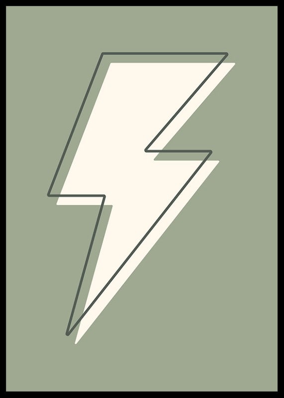 Graphic lightning illustration in white with green background-12