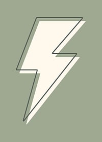 Graphic lightning illustration in white with green background-7