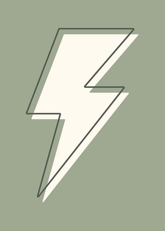 Graphic lightning illustration in white with green background-12