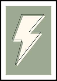 Graphic lightning illustration in white with green background-0