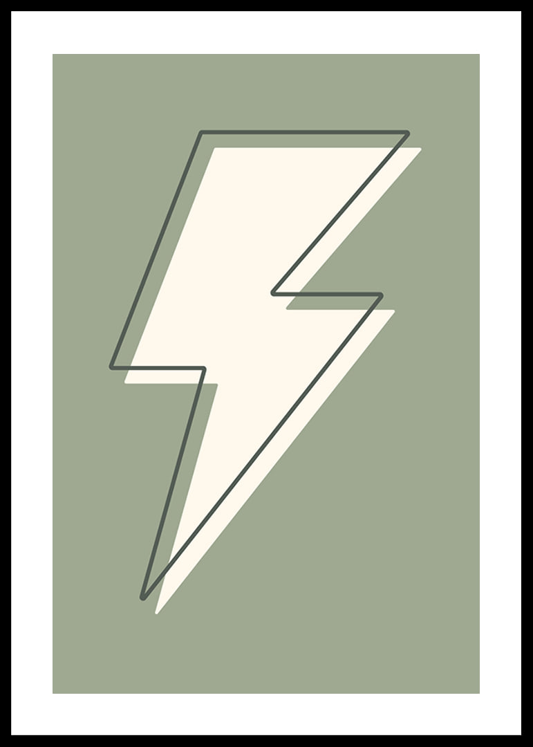 Graphic lightning illustration in white with green background-12