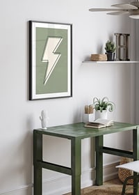 Graphic lightning illustration in white with green background-8